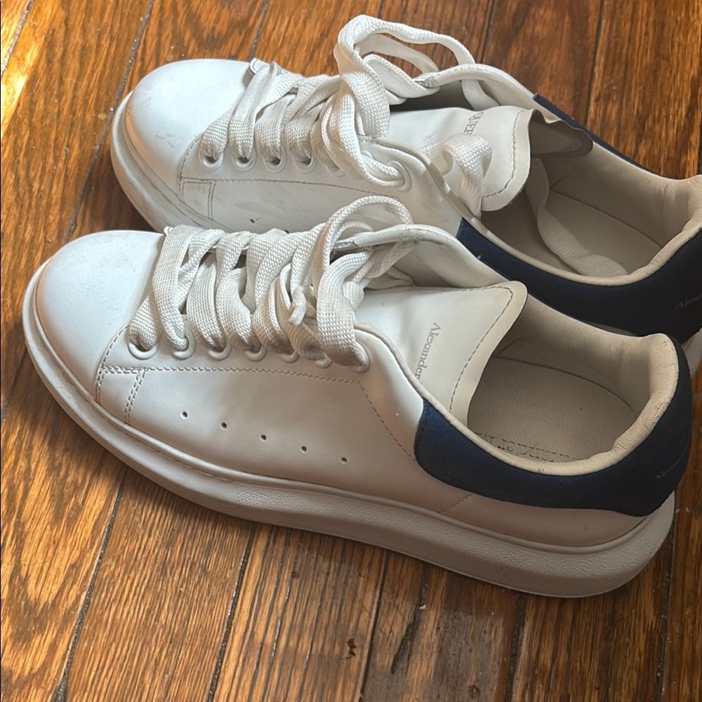 Alexander McQueen White and Blue Platform Sneakers